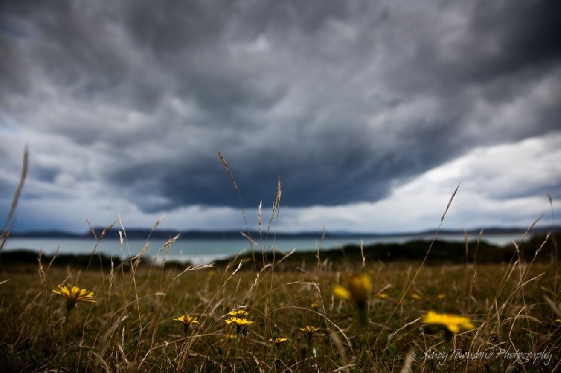 Storm clouds gather in Cloudy Bay, South Bruny Island.