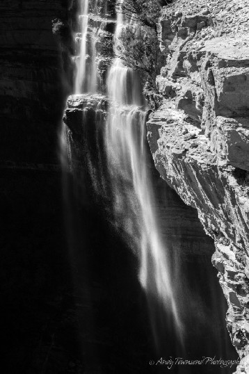 Soft tendrils of water in a long exposure of Wentworth Falls.