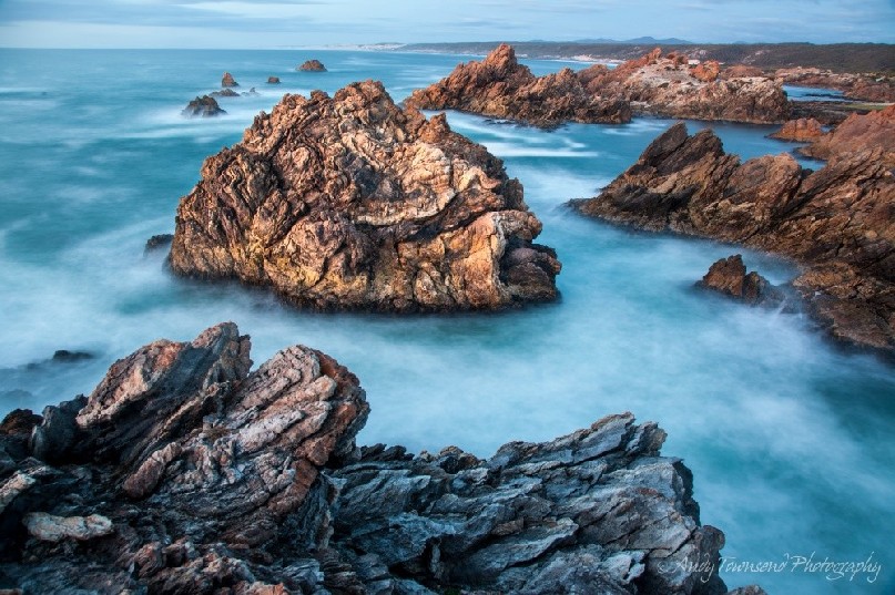 A slow exposure softens the wild ocean on this exposed part of the Tarkine coast.